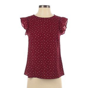 Modcloth Red Star Ruffle Dot Top Blouse, Small